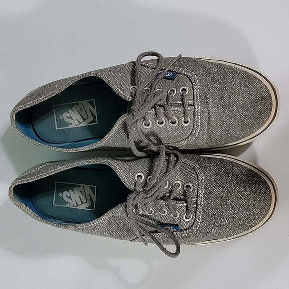 Vans Other - Men's Vans Off the Wall Tweed Herringbone Sneakers, Gray, Size 6.5, Pre-owned